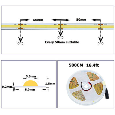 3- 高明るさ COB LED ストライプライト 480LEDs 8mm10mm 3000K4000K6500K 温かい天然白