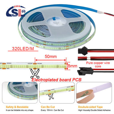 防水COB LEDストライプライト IP20/IP65 8mm 12V24V 320Leds 2700K 1センチメートルカット 3-
