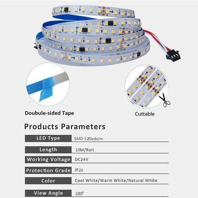 12v24v 8mm 120leds 4000K 天然電板 SMD2835 ディマー付き LED ストライプライト