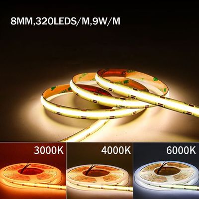 IP20 DC12V24V 8mm10mm 幅 480Leds 3000K4000K6500K 柔軟なCOB LEDストライプライト