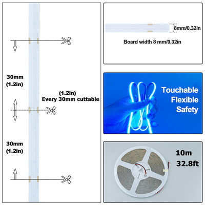 CE LVD EMC ROHS FCC REACH ERP2.0 認証 氷青 COB LED ストライプライト 8mm 幅