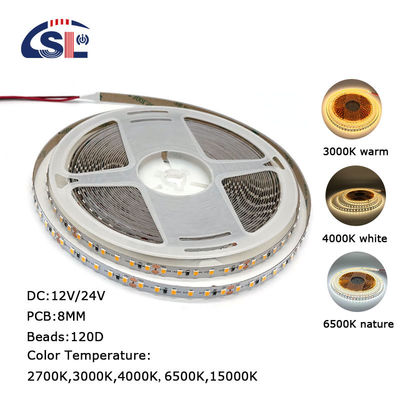 住宅用LEDライトストリップ DC12V 24V SMD2835電板PCB 120Ds 8mm Ra 80 3000K