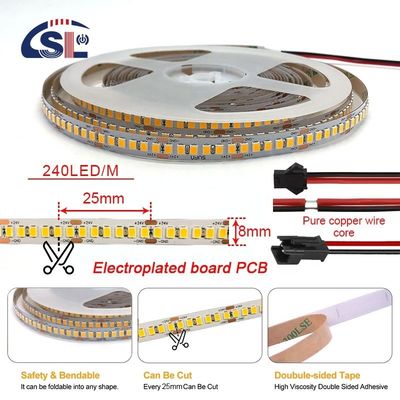 DC12V / 24V SMD2835電板PCB 240Ds 8mm Ra 80 4000K LEDライトストリップ