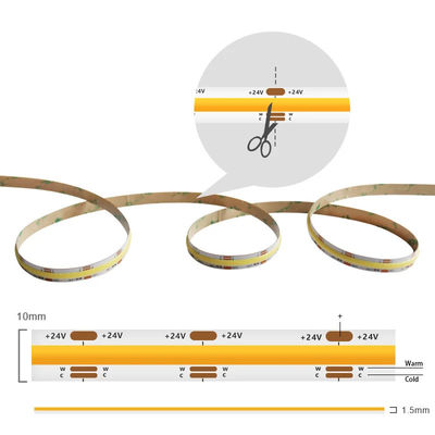 DC12V24V 8mm10mm 576leds 3000K 6500K CCT COB テレビバックライトキャビネットのためのLEDストライプライト