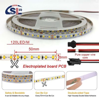 DC12V 24V SMD2835電板PCB 120Ds 8mm Ra 80 4000K LEDライトストリップ