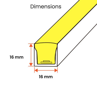 4100K 48V 16x16mm 平面形垂直曲がり IP65 防水 LED ネオンフレックス 3000K