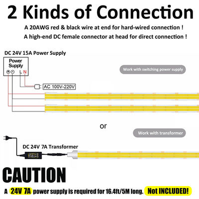 高密度 8mm10mm 320leds 6500K ホワイト COB LEDストリップライト インダースデコレーション