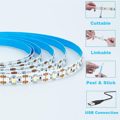 3- 120° ビームアングル 5v 120LEDs 8mm 4000K 自然 一点一切 SMD2835 LED ストライプライト