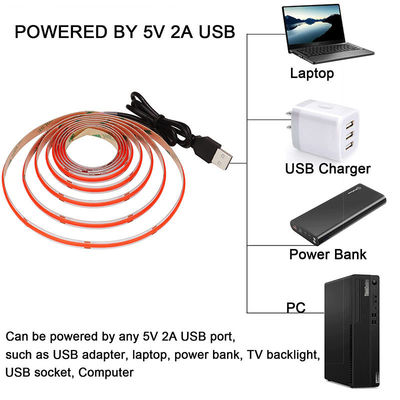 室内・室外装飾用12V可調赤色COB LEDストライプライト 8mm 320 LED