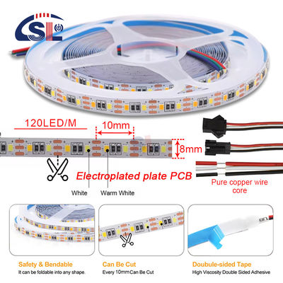 調節可能な色温 LED ストライプライト 120 LED/m 双色 8MM 防水
