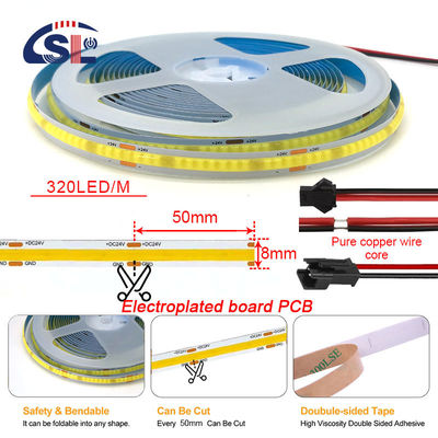 320LED/M 480LED/M 高密度コブ LEDストライプライト 12v 24v 880lm 光流量