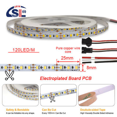 2835 CCT LED ストライプ 120Leds/m ダブルホワイト カラー 温度 調整可能な柔軟テープ
