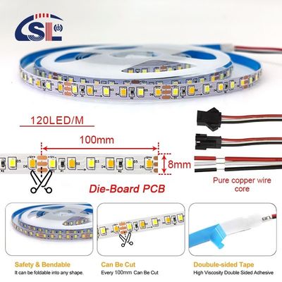 4000K CCT 8mm 幅 LED 柔軟ストライプライト 12V 120LEDs / m 家用照明ソリューション