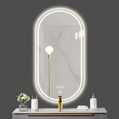 スマート LED バスルーム バニティミラー 円形風呂 トイレと銀色の明るいライト