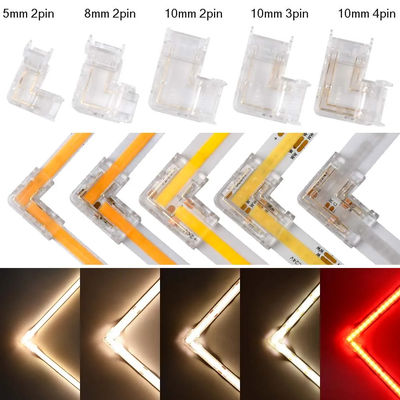 COB LED ストライプコネクタのための90度L形クリスタルブックル 無縫 2/3ピン 5/8/10mm