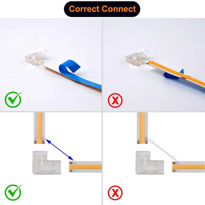 COB LED ストライプコネクタのための90度L形クリスタルブックル 無縫 2/3ピン 5/8/10mm