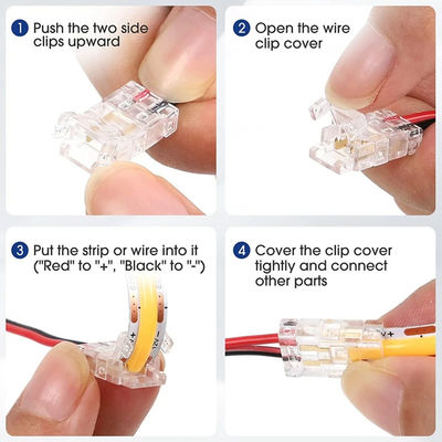 ホテルCOB ミニ LEDライトストライプワイヤ接続 2 3ピン接続 溶接なし CCT 5 8 10mm LEDストライプからストライプワイヤ接続