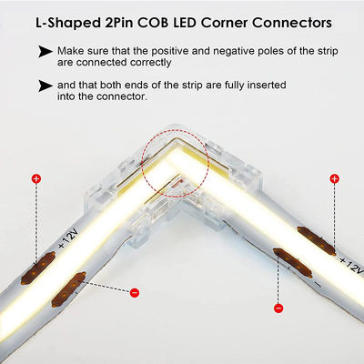5mm 8mm 10mm LED ストライプコネクタ L 形 双端 単端 透明 再利用可能 IP20