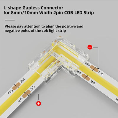 5mm 8mm 10mm LED ストライプコネクタ L 形 双端 単端 透明 再利用可能 IP20