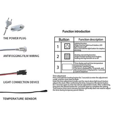 DC12V 5A 60W 単色タッチセンサー スイッチ LED ミラータッチ 時間温度表示