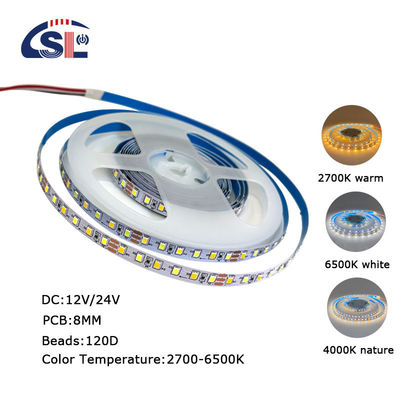 115lm/w 3000K-6500K Ra80 DC12V 120D 8mm LEDライトストライプ 浴室用 虚栄の鏡