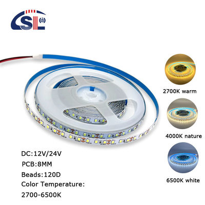 DC12V 24V SMD2835 120D 8mm 4000K Ra70 ダイカットボード LEDライトストライプ バスルームのバニティ鏡