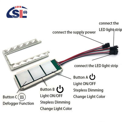Dc12 5A 3 ボタンタッチセンサースイッチ制御 浴室ミラーデフォガー用 LEDストライプライト
