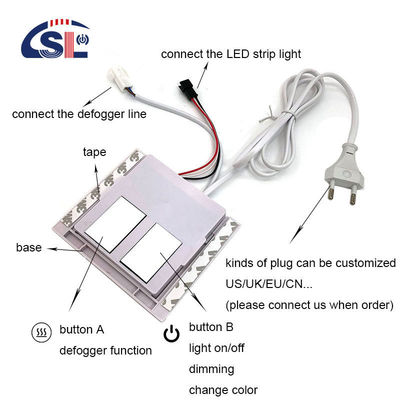 暗示レベル はい DC 12V 2A 24W スマート LED ミラー用のダブルボタンのタッチセンサースイッチ