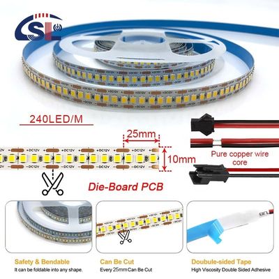 24V DC SMD2835 240D 10mm 12000K Ra80 ダイカットボード 鏡のためのLEDライトストライプ