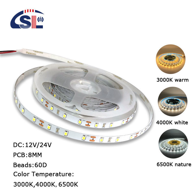 3- DC12V24V 60LEDs 8mm10mm 3000k 4000k 6500k 電子板 SMD2835 室内装飾のためのLEDストライプライト