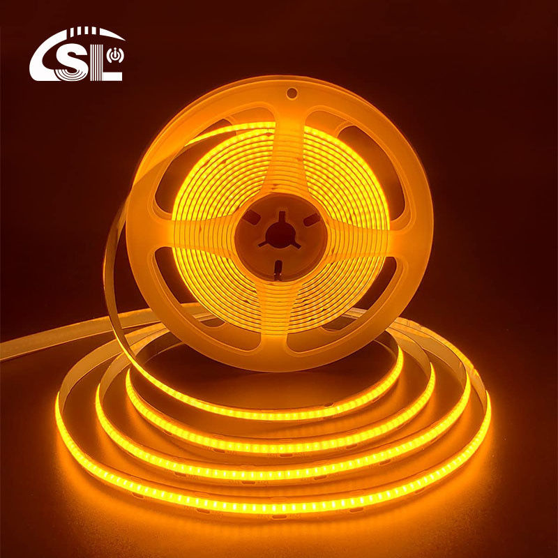 IP20 12V 24V 柔軟なCOB LEDストライプライト 8mm 320Leds オレンジ防水ストライプライト 3