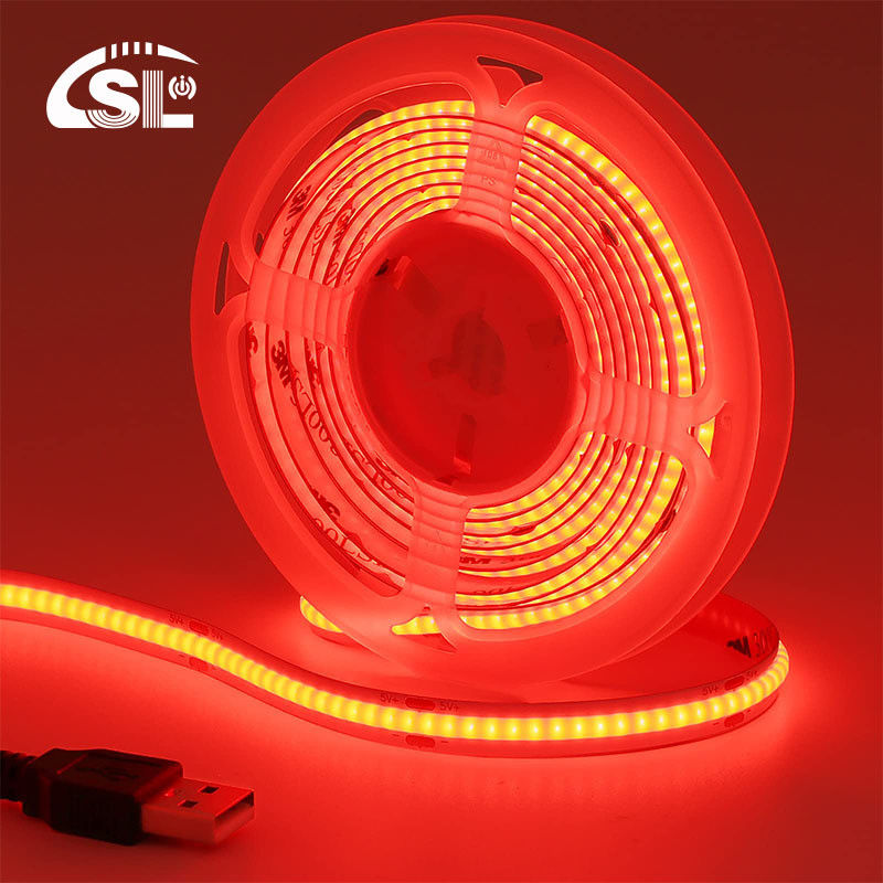 室内・室外装飾用12V可調赤色COB LEDストライプライト 8mm 320 LED