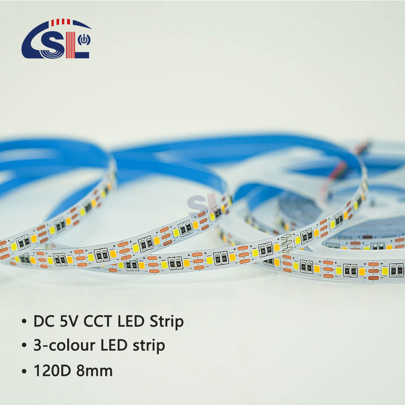 調節可能な色温 LED ストライプライト 120 LED/m 双色 8MM 防水