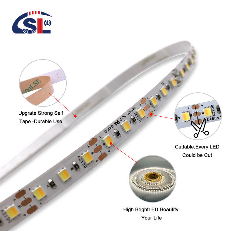 2835 CCT LED ストライプ 120Leds/m ダブルホワイト カラー 温度 調整可能な柔軟テープ