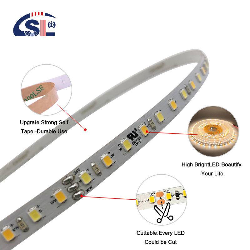 低電圧 3M 双色 LED ストライプライト 3000k 6500k 120 Led 12V 24V 8W ミラー用